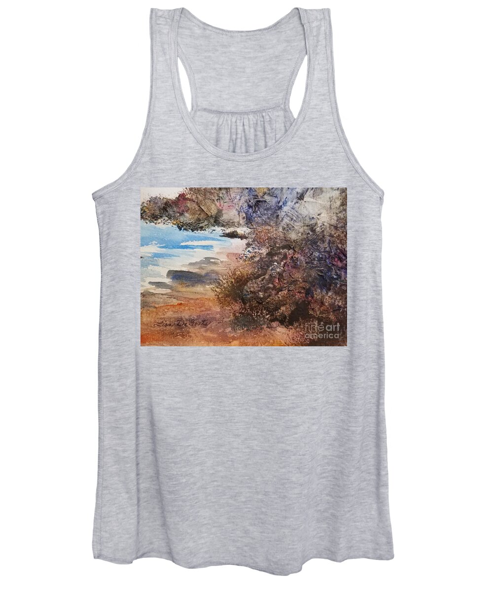 Rocky Ocean Women's Tank Top featuring the painting Rocky Shores by Lisa Debaets