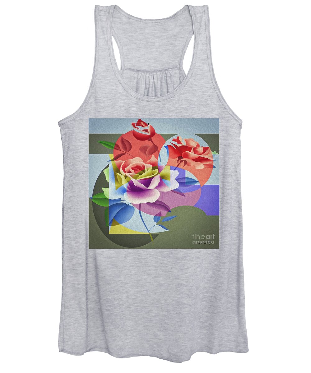Abstract Women's Tank Top featuring the digital art Roses For Her by Eleni Synodinou