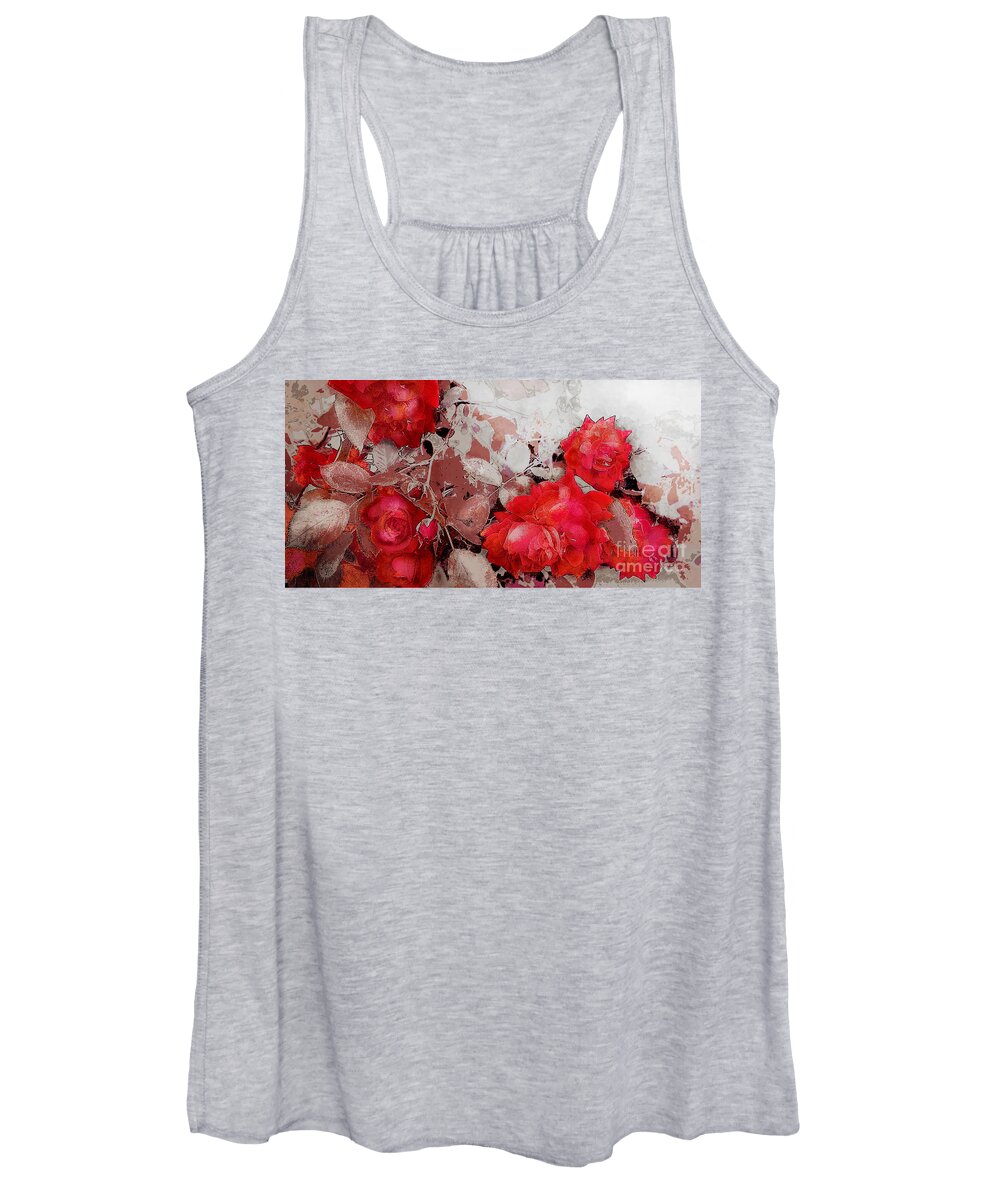 Flower Women's Tank Top featuring the painting Roses Red by Angie Braun