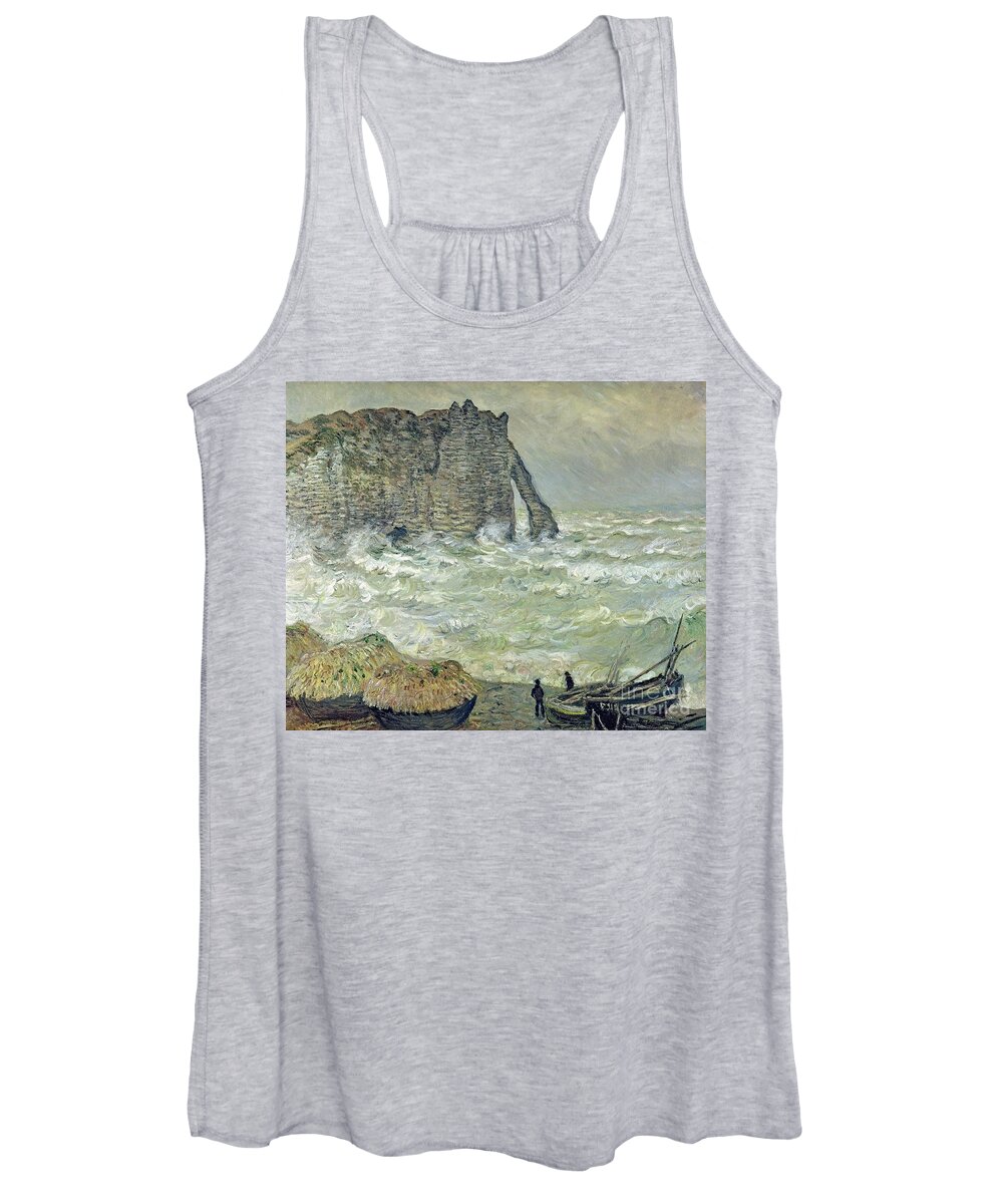 Rough Women's Tank Top featuring the painting Rough Sea at Etretat by Claude Monet