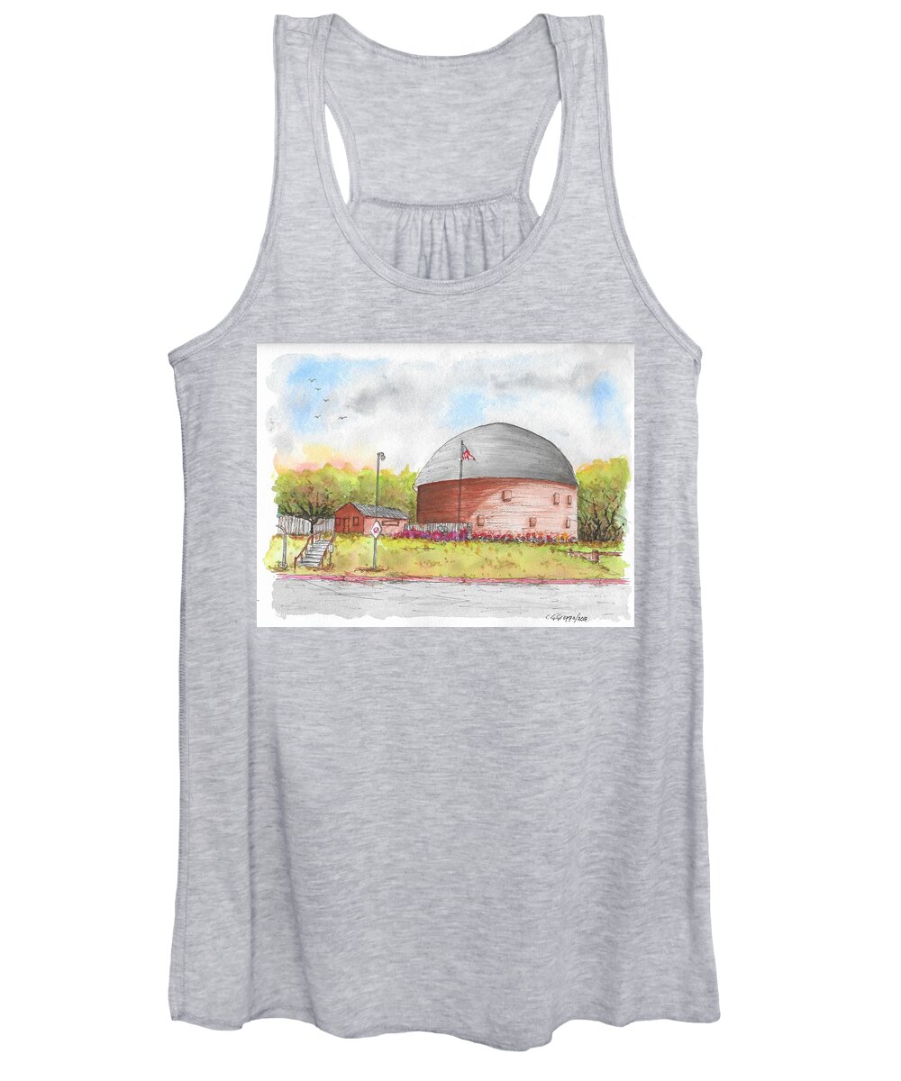 Barn Women's Tank Top featuring the painting Round Barn in Route 66, Arcadia, Oklahoma by Carlos G Groppa