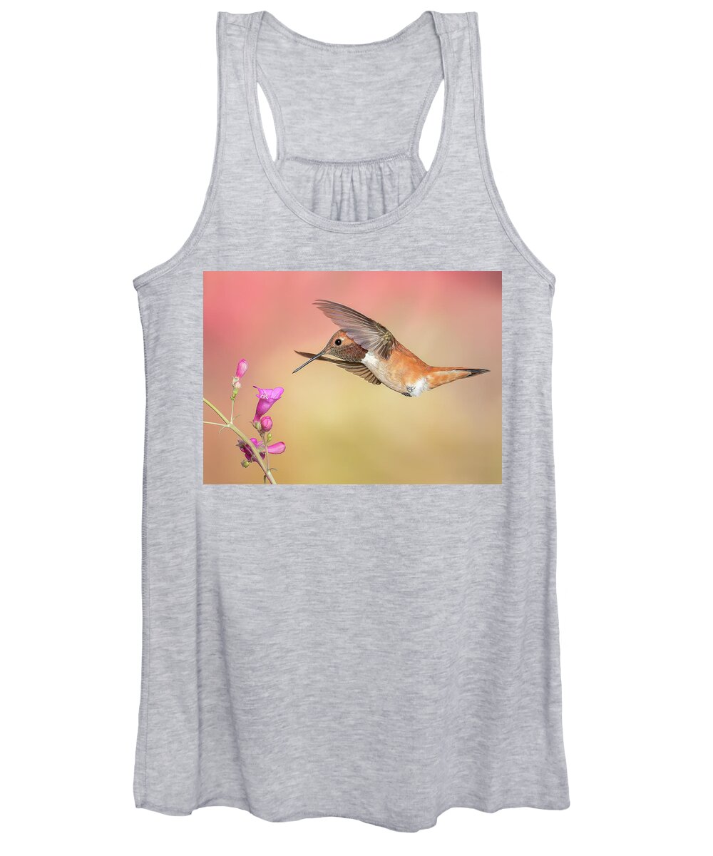 American Southwest Women's Tank Top featuring the photograph Rufous Hummingbird with Penstemon by James Capo