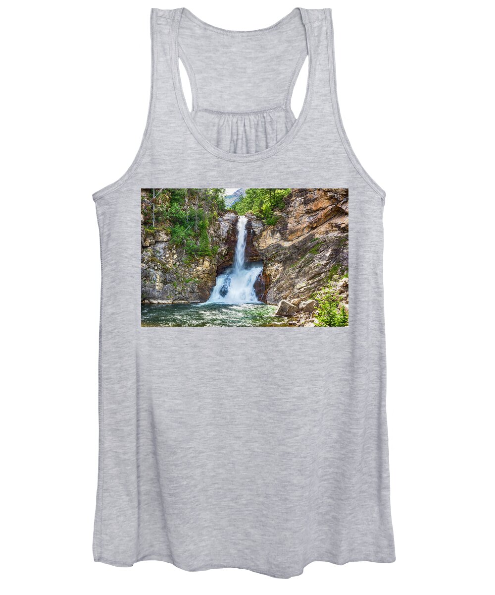 Waterfall Women's Tank Top featuring the photograph Running Eagle Falls, Glacier National Park by Bryan Spellman