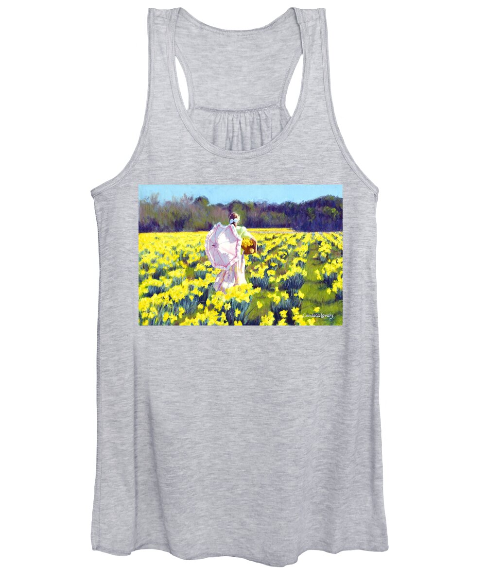 Daffodil Women's Tank Top featuring the painting Rustling the Daffodils by Candace Lovely