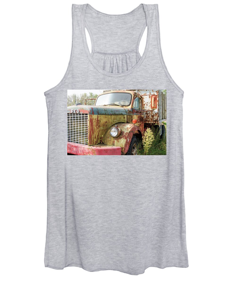 Fall Women's Tank Top featuring the photograph Rusty and crusty Reo Truck by Nick Mares