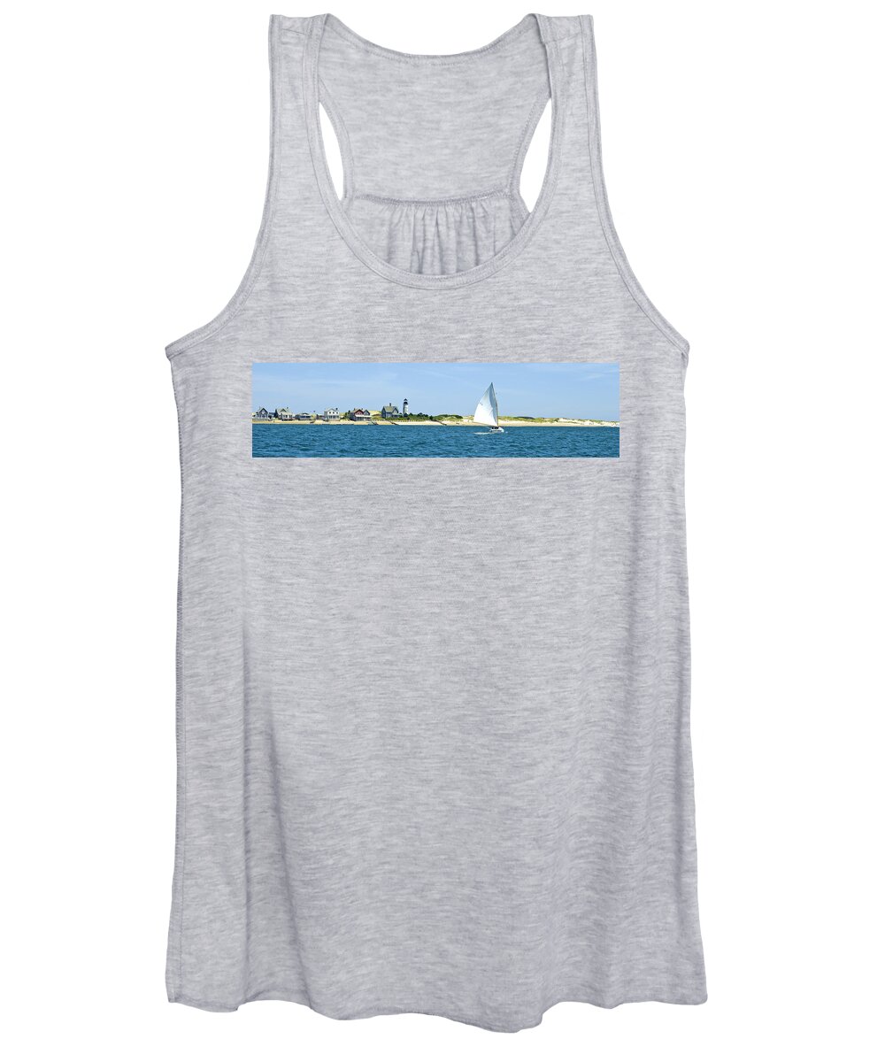 Sailing Women's Tank Top featuring the photograph Sailing around Barnstable Harbor by Charles Harden