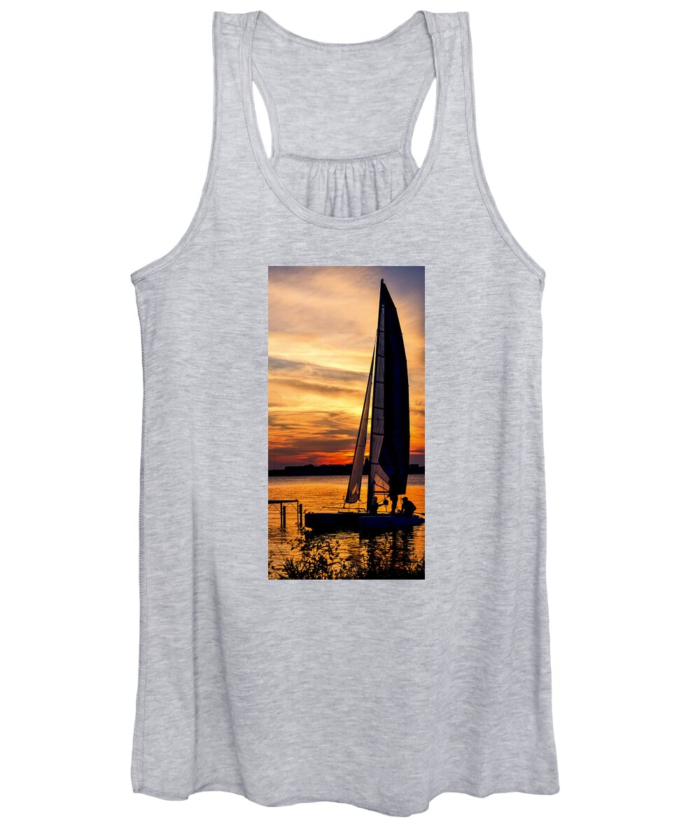 Capitol Women's Tank Top featuring the photograph Sailing - Lake Monona - Madison - Wisconsin by Steven Ralser