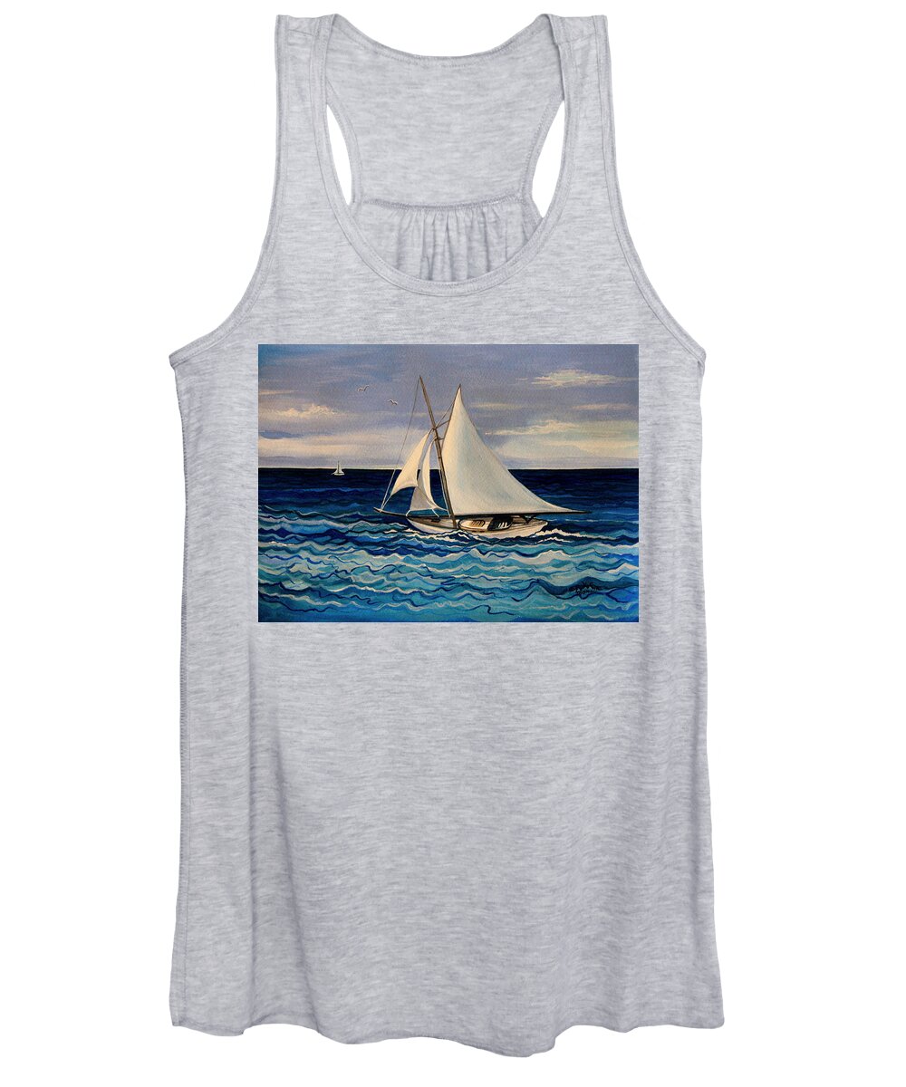Sailing Women's Tank Top featuring the painting Sailing With the Waves by Elizabeth Robinette Tyndall