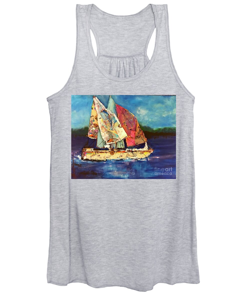 Boating Women's Tank Top featuring the painting Sails Away by Sherry Harradence
