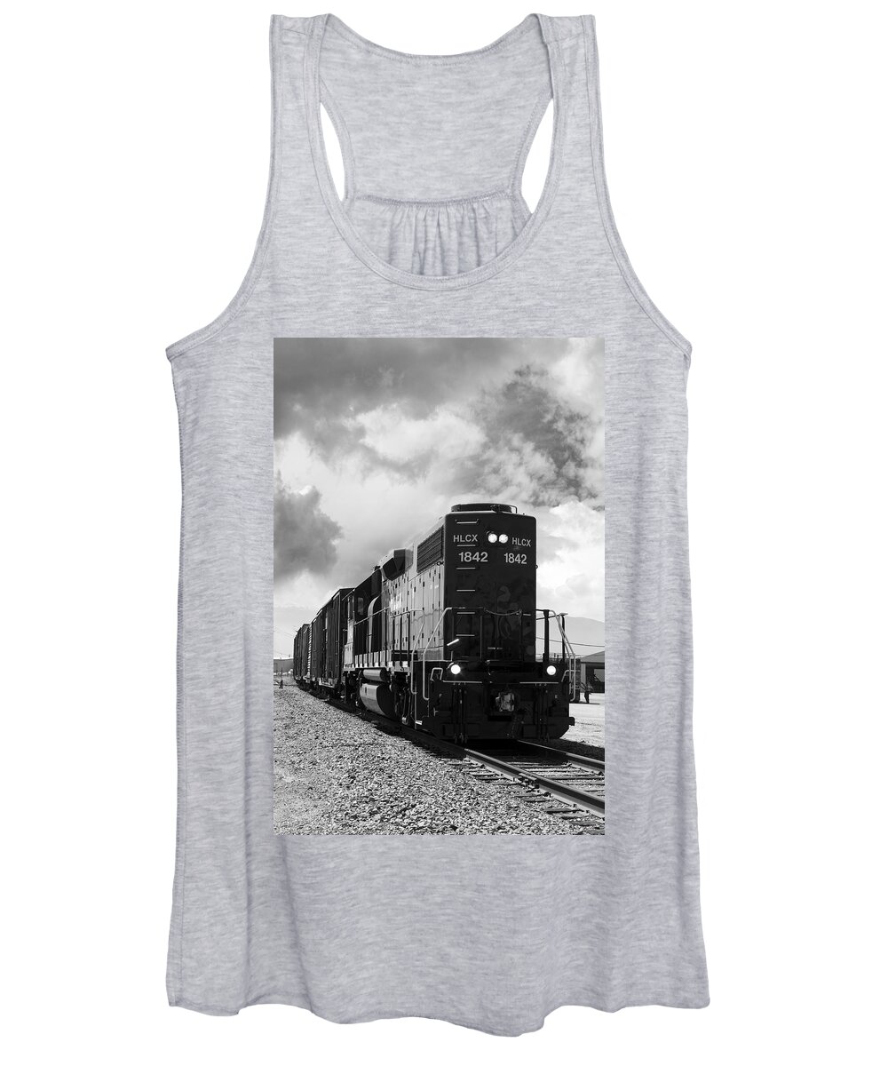 Salinas Women's Tank Top featuring the photograph Salinis Train Stop by Bruce Bottomley