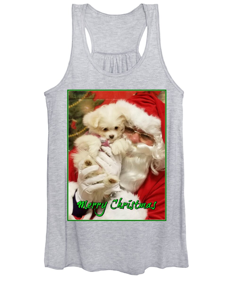 Puppy Women's Tank Top featuring the painting Santa Paws by Darren Robinson