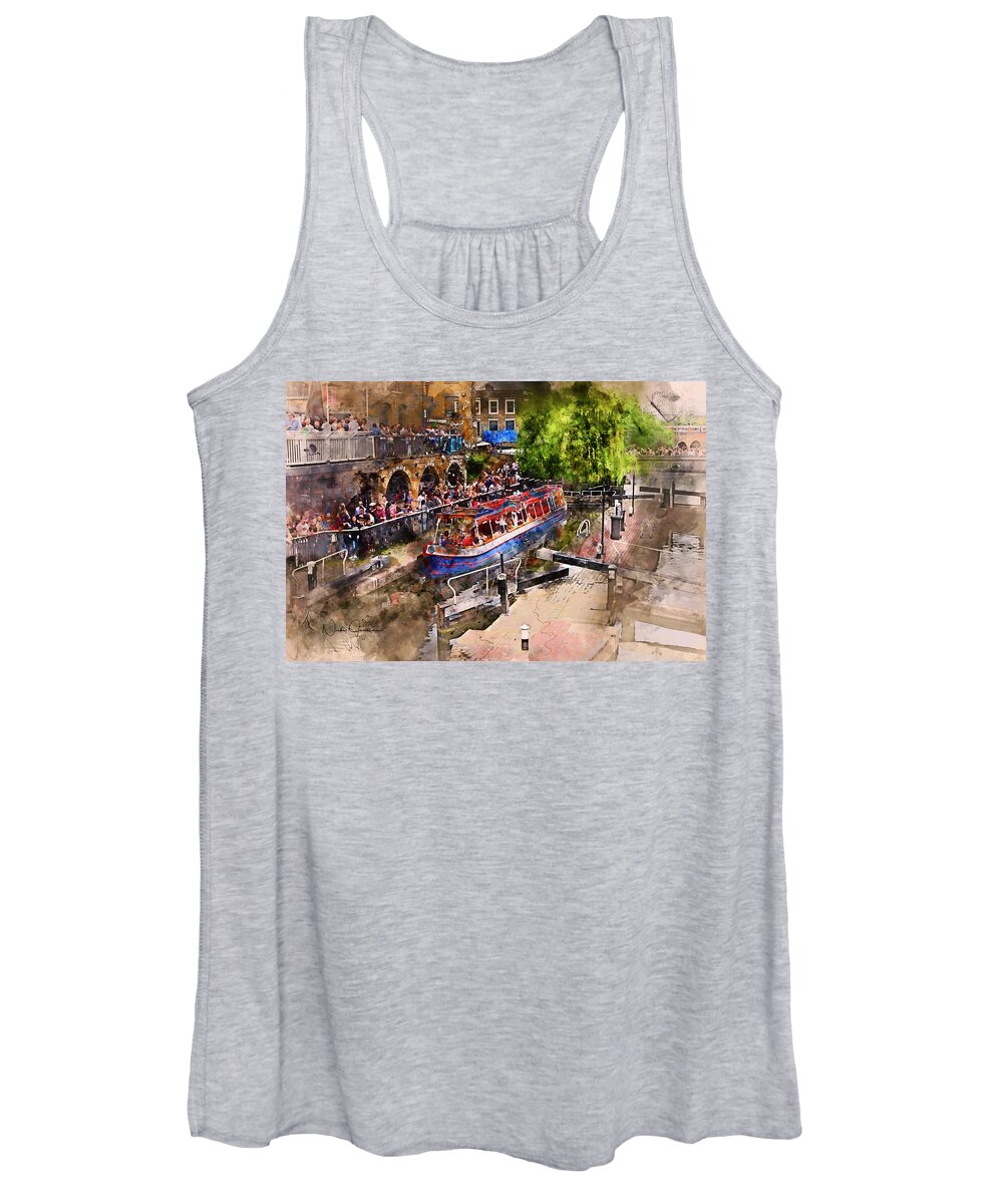 Canvas-print Women's Tank Top featuring the digital art Saturday Afternoon at Camden Lock by Nicky Jameson