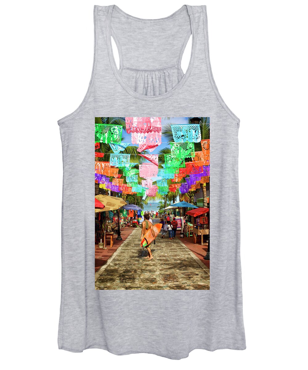 Surfing Women's Tank Top featuring the photograph Sayu Flags 2 by Nik West