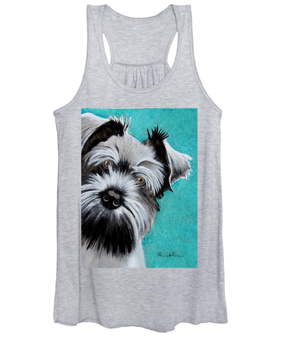 Teal Women's Tank Top featuring the painting Scruffy Watercolor by Kimberly Walker