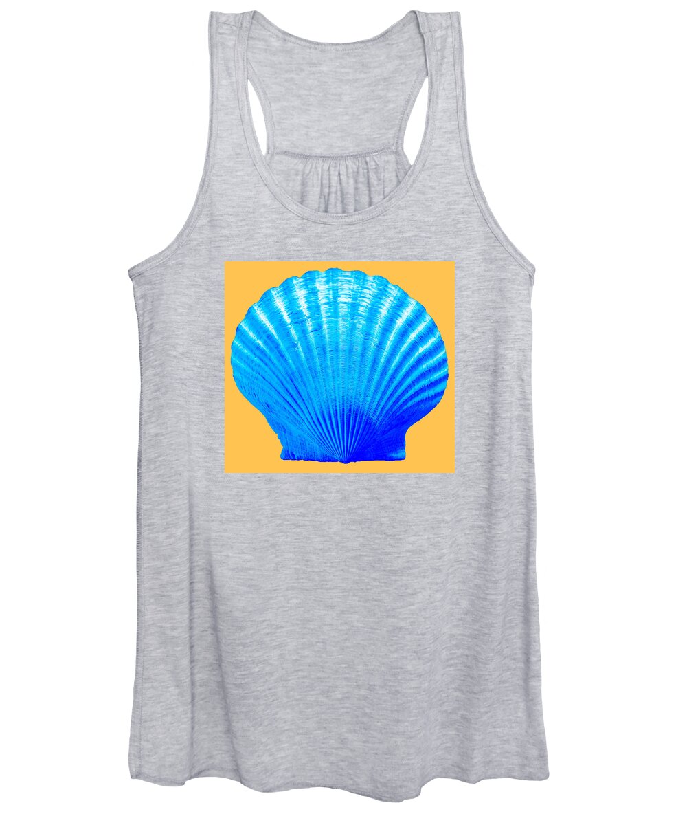 Sea Women's Tank Top featuring the photograph Sea Shell blue and gold by WAZgriffin Digital