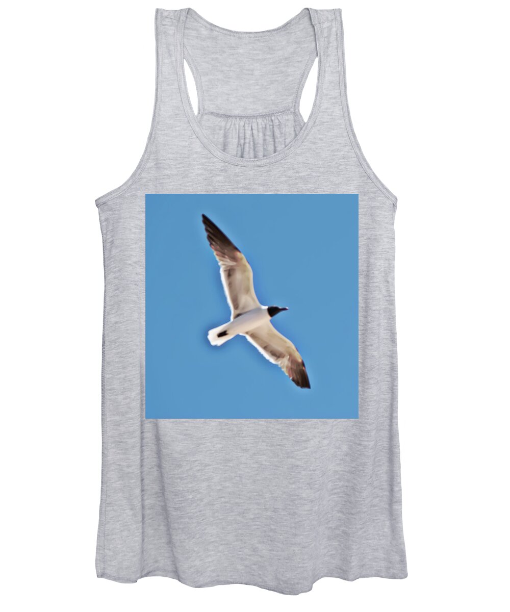 Seagull Women's Tank Top featuring the photograph Seagull in Flight by Gina O'Brien