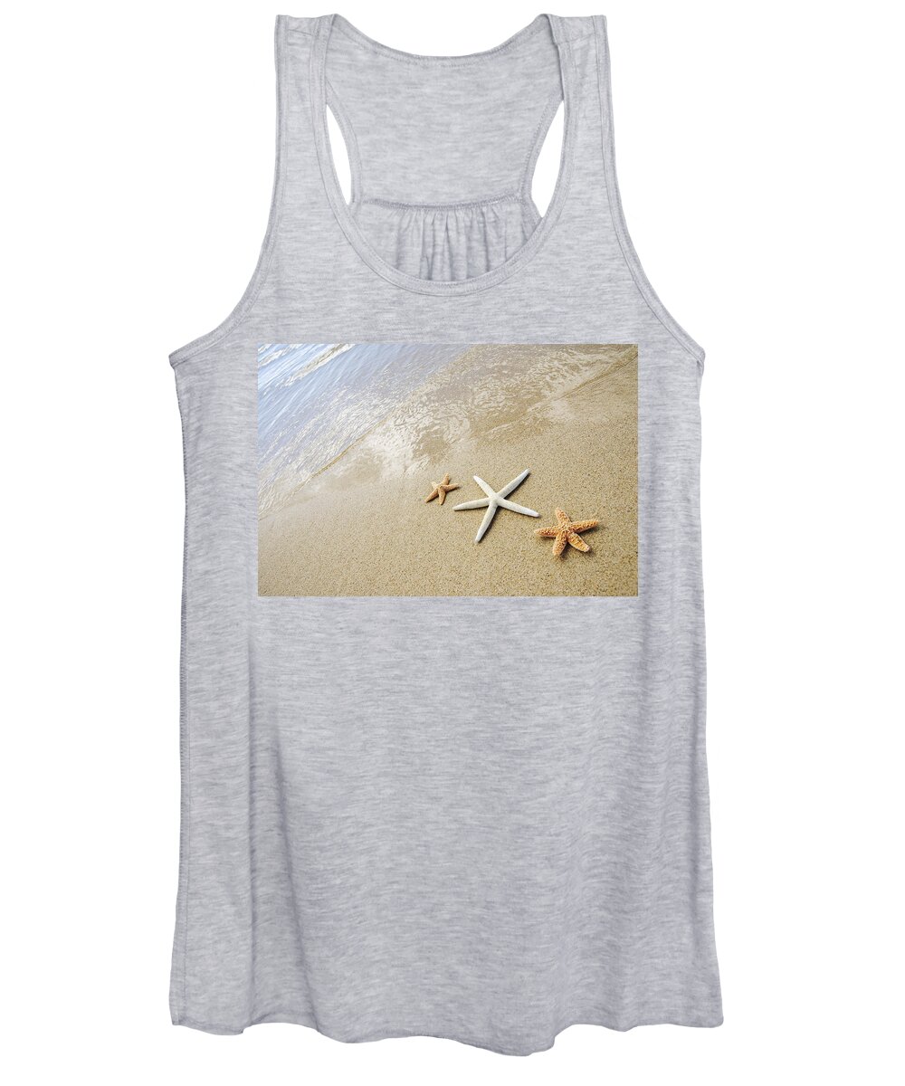 Afternoon Women's Tank Top featuring the photograph Seastars on Beach by Mary Van de Ven - Printscapes