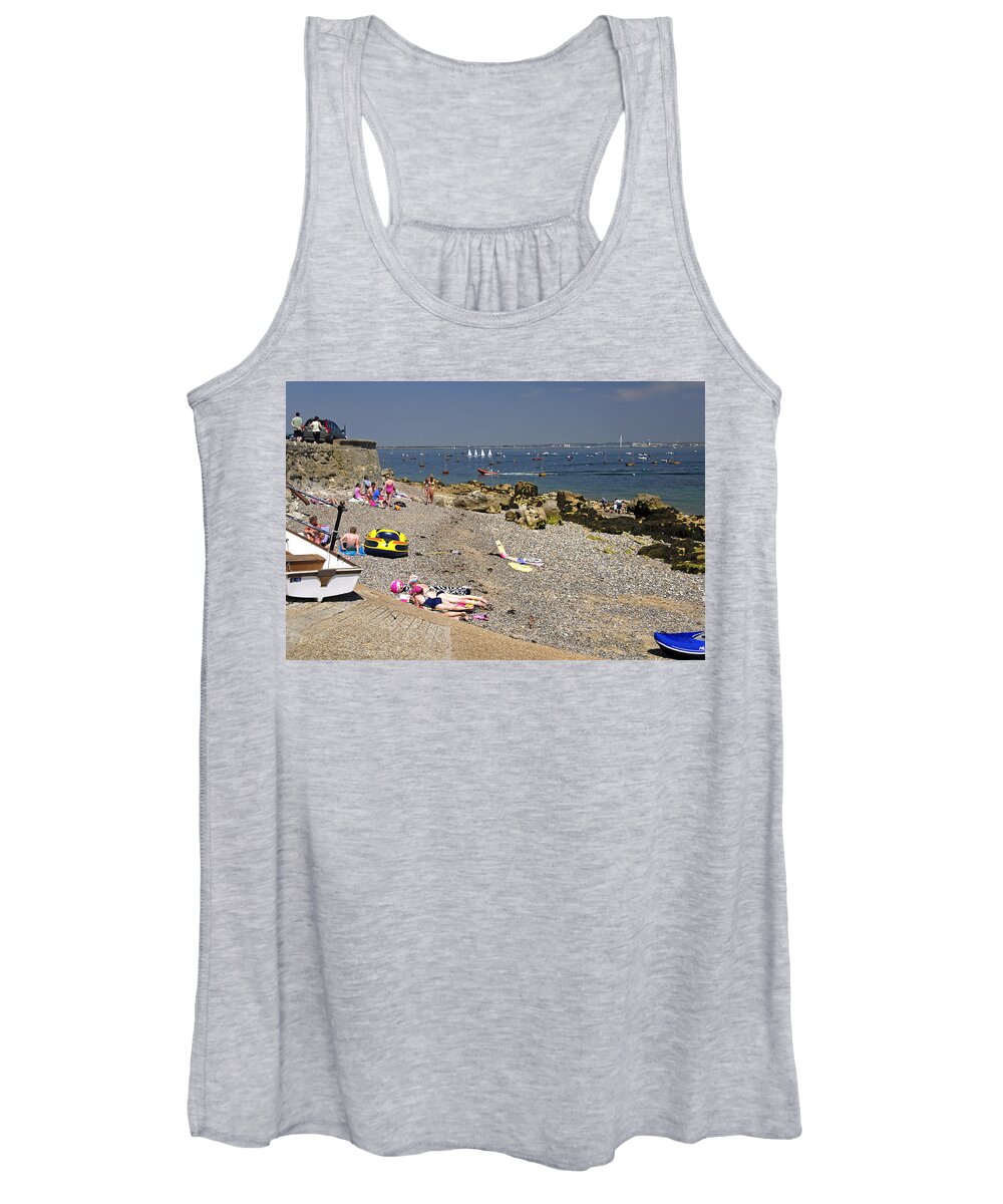 Bright Women's Tank Top featuring the photograph Seaview Beach from the Slipway by Rod Johnson