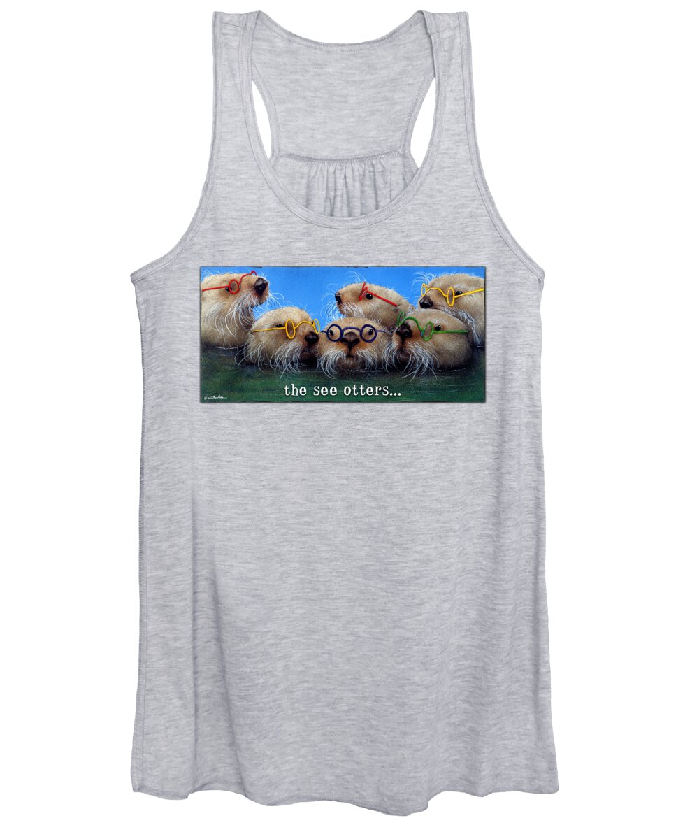 Will Bullas Women's Tank Top featuring the painting See Otters... by Will Bullas