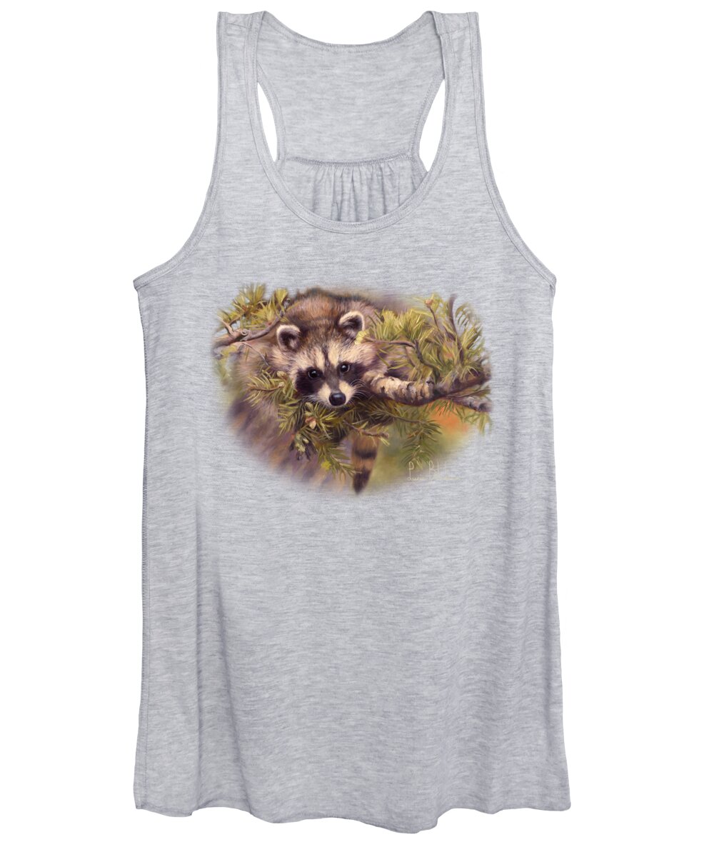 Raccoon Women's Tank Top featuring the painting Seeking Mischief by Lucie Bilodeau