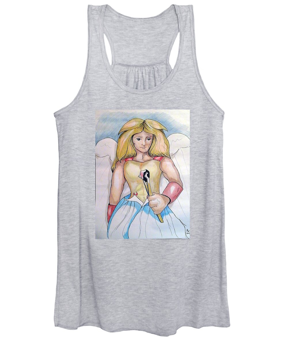 Angel Women's Tank Top featuring the drawing Seraphim by Loretta Nash