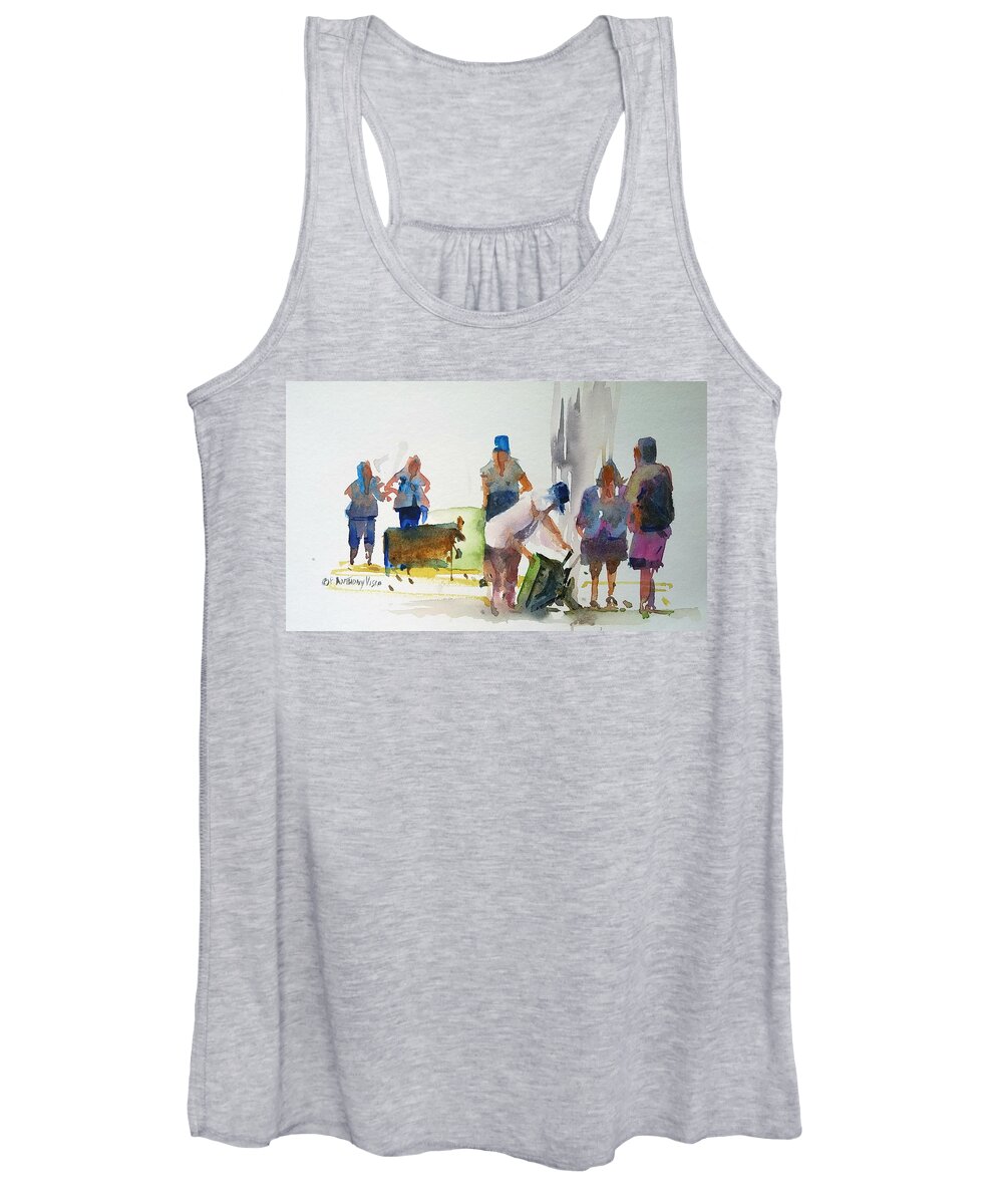 Figures Women's Tank Top featuring the painting Setting Up by P Anthony Visco