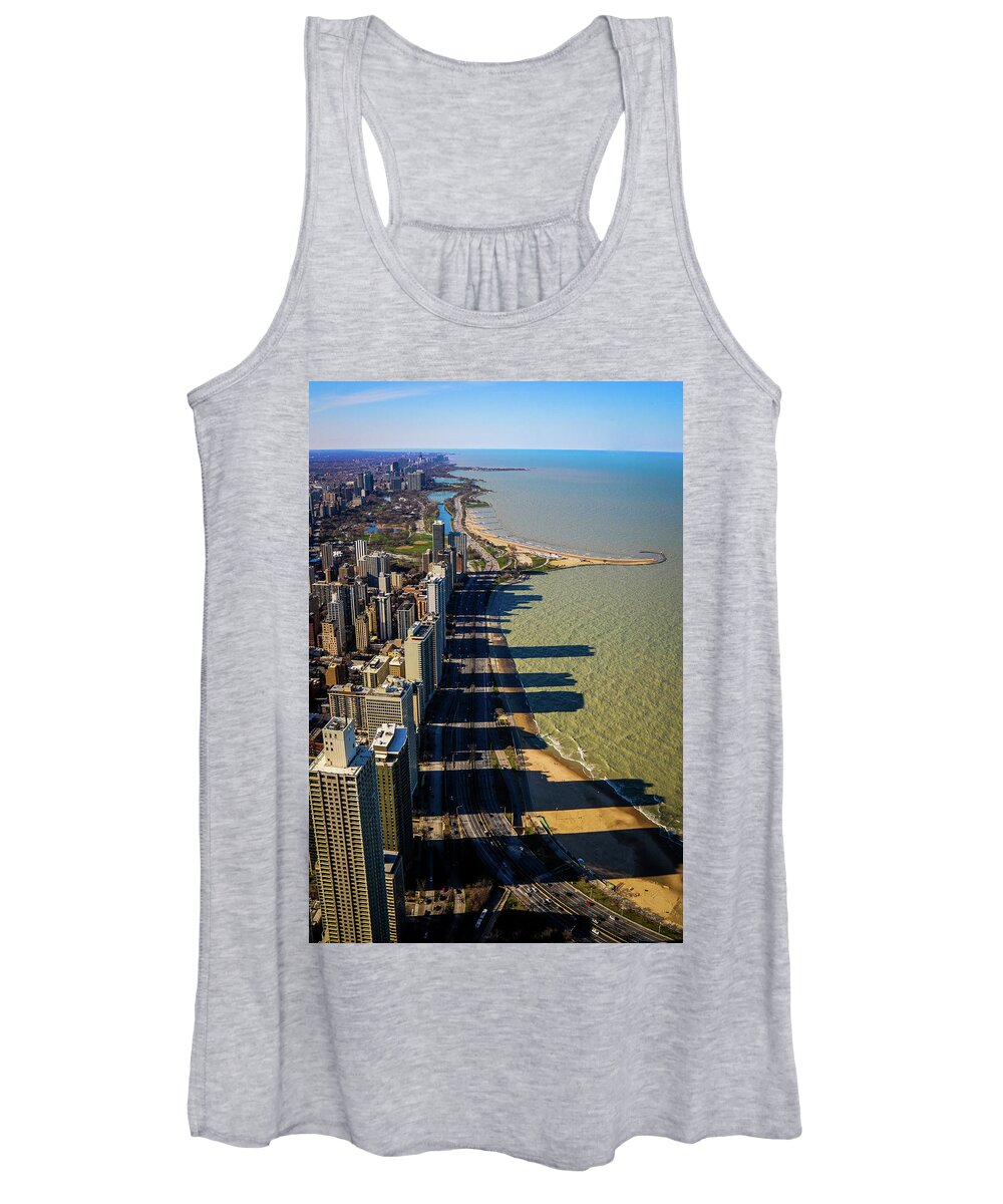 Chicago Women's Tank Top featuring the photograph Shadows on Lake Shore Drive by Tony HUTSON