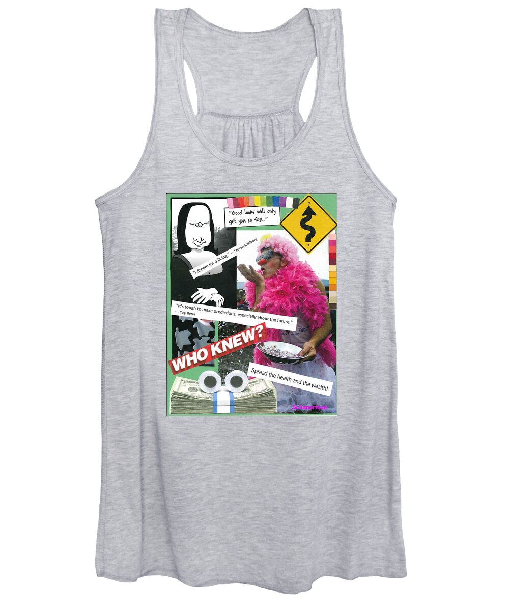 Collage Art Women's Tank Top featuring the mixed media Share the Laughter by Susan Schanerman