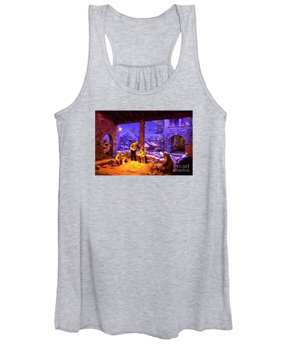 Christmas Nativity Crib Women's Tank Top featuring the painting Shelter by Archangelus Gallery