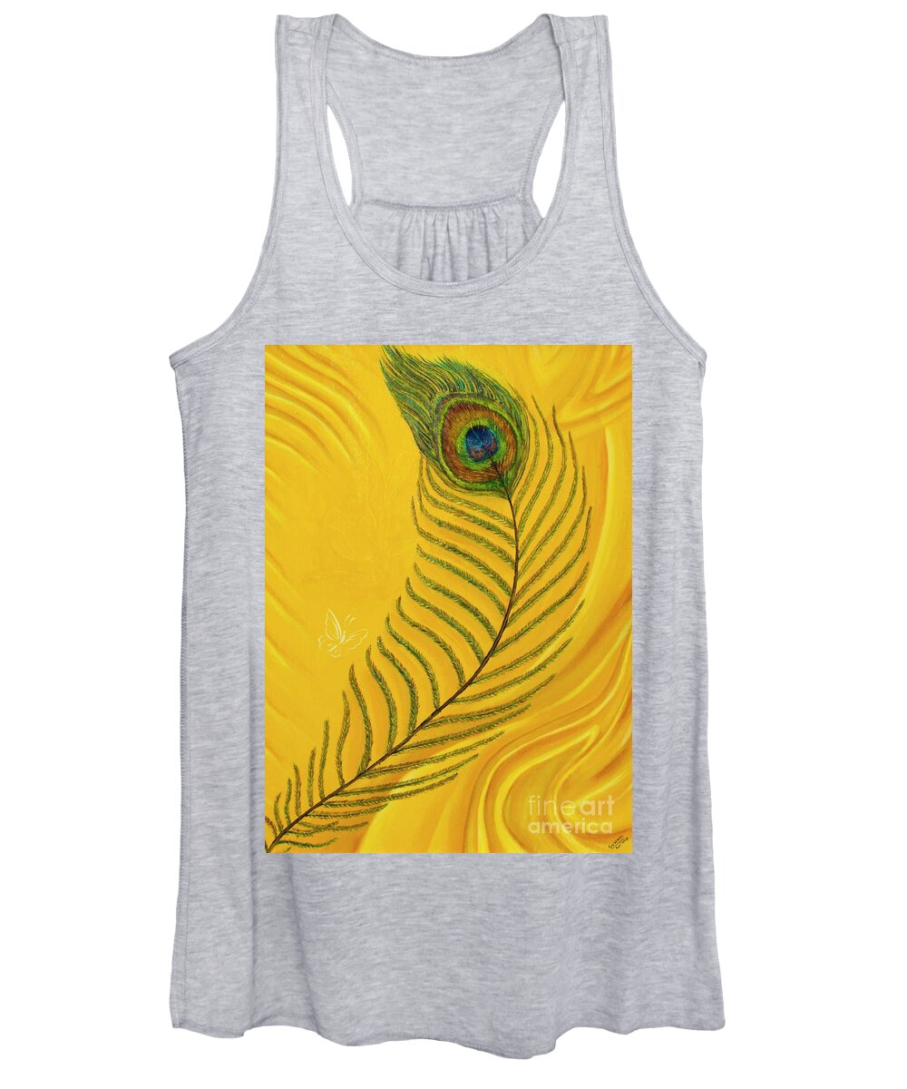 Painting Women's Tank Top featuring the painting Shimmering on Silk by Sudakshina Bhattacharya