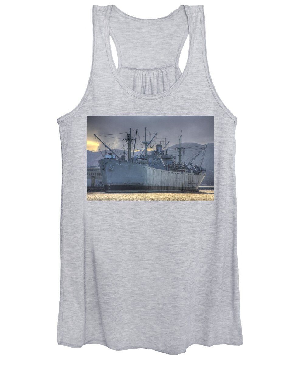 Bay Area Women's Tank Top featuring the photograph Ship at the harbor by Randy Wehner
