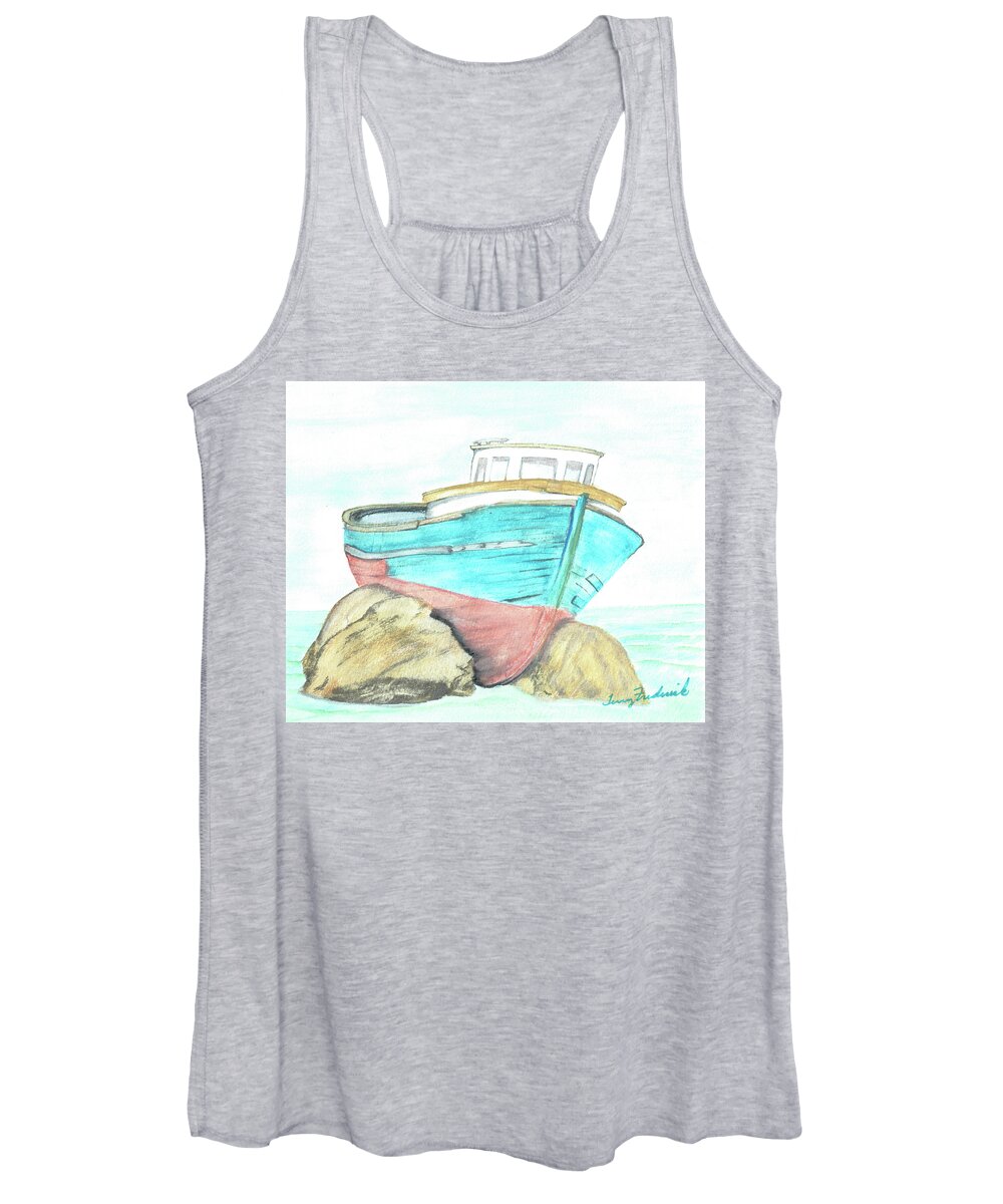 Ships Women's Tank Top featuring the painting Ship Wreck by Terry Frederick
