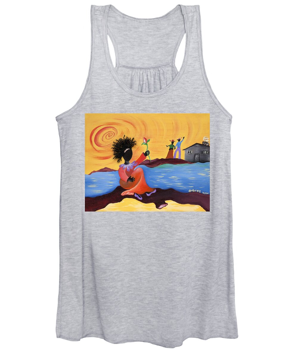Sabree Women's Tank Top featuring the painting Shore Love by Patricia Sabreee