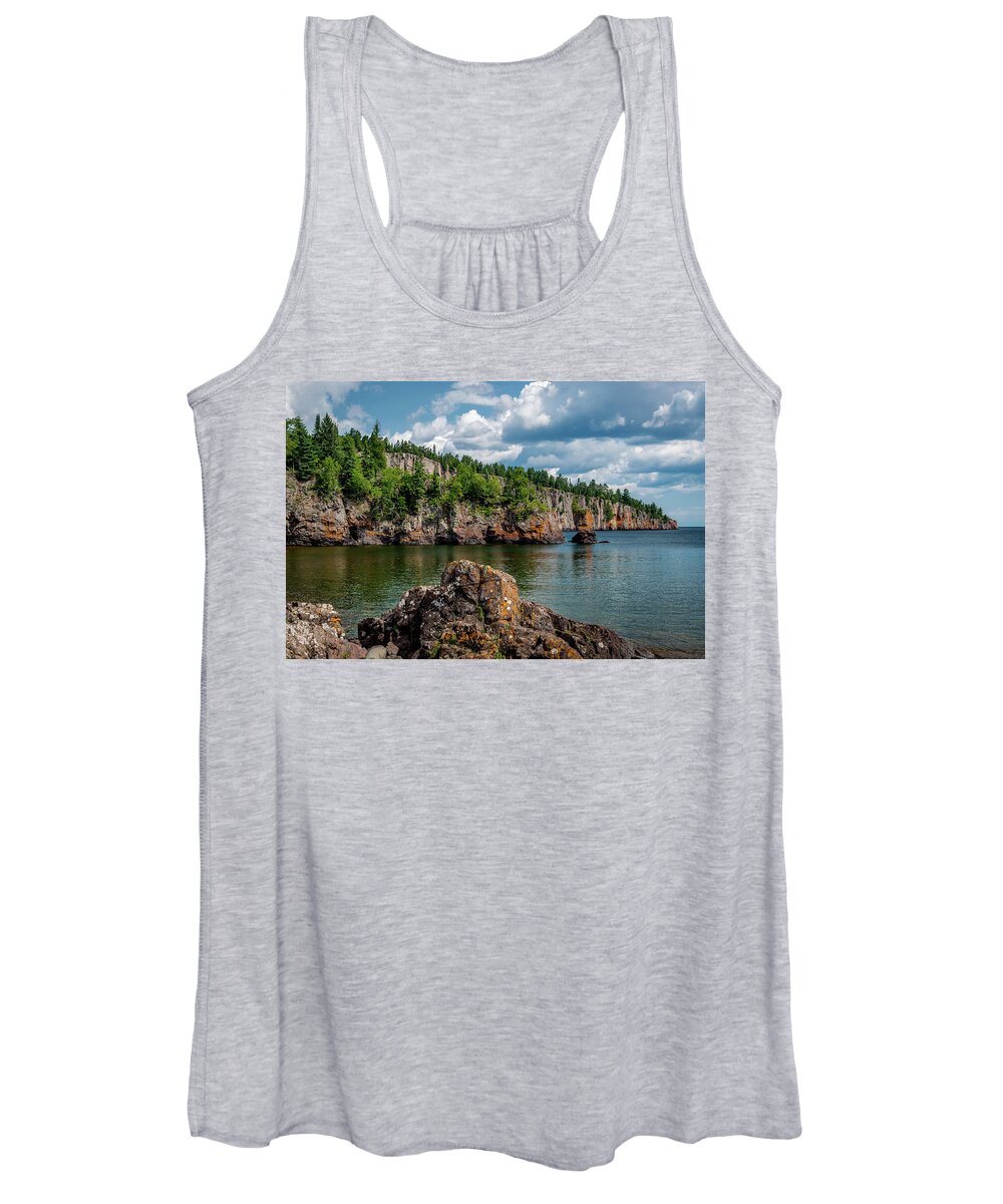 Lake Superior Women's Tank Top featuring the photograph Shovel Point by Gary McCormick