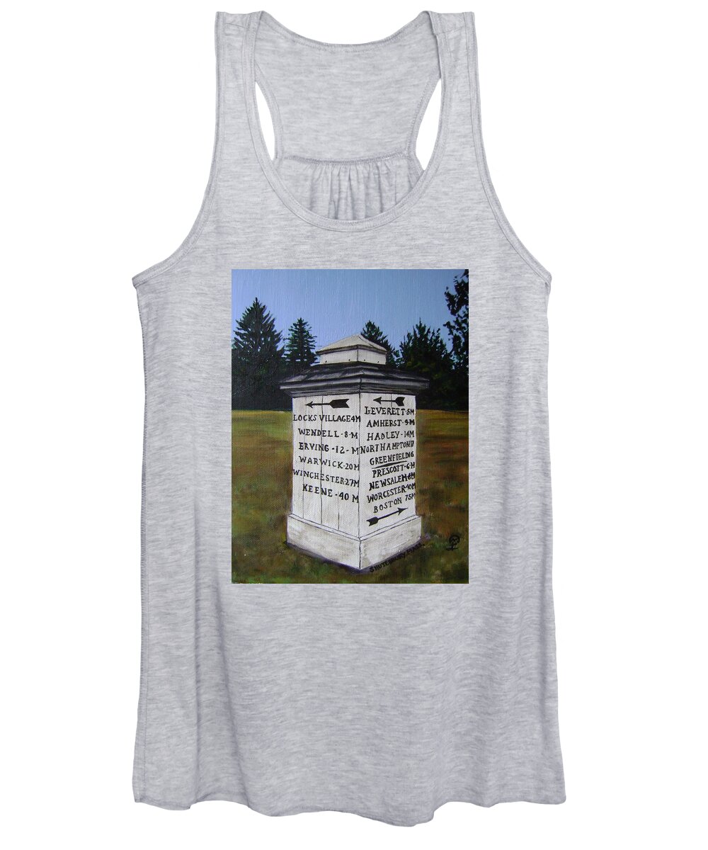 Town Of Shutesbury Town Marker Women's Tank Top featuring the painting Shutesbury Town Marker by Therese Legere