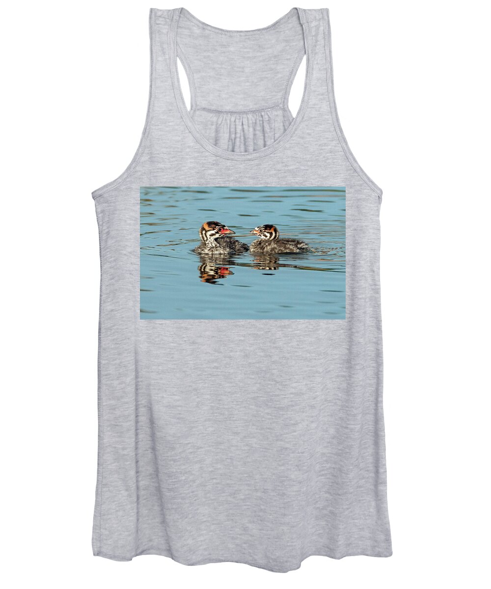 Pied-billed Grebes Women's Tank Top featuring the photograph Siblings by Tam Ryan