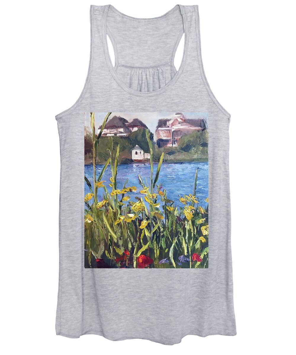 The Artist Josef Women's Tank Top featuring the painting Silver Lake Blossoms by Josef Kelly
