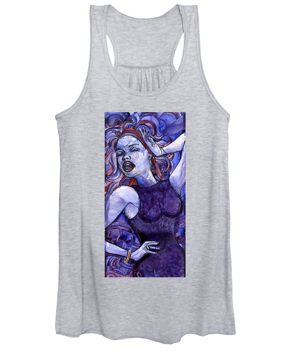 Sing Women's Tank Top featuring the painting Singing Lady- Jazz by Amy Stielstra