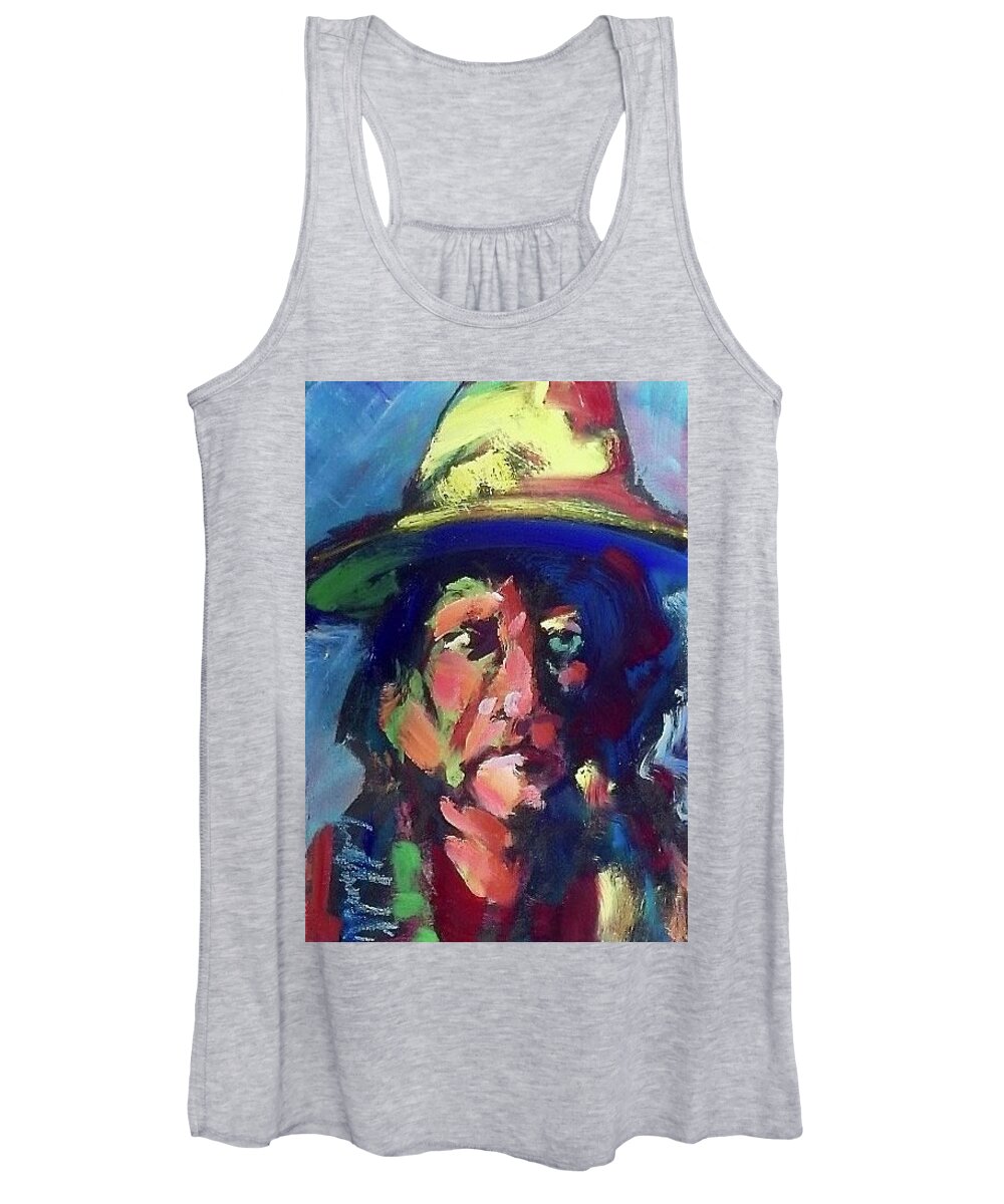 Painting Women's Tank Top featuring the painting Sitting Bull by Les Leffingwell