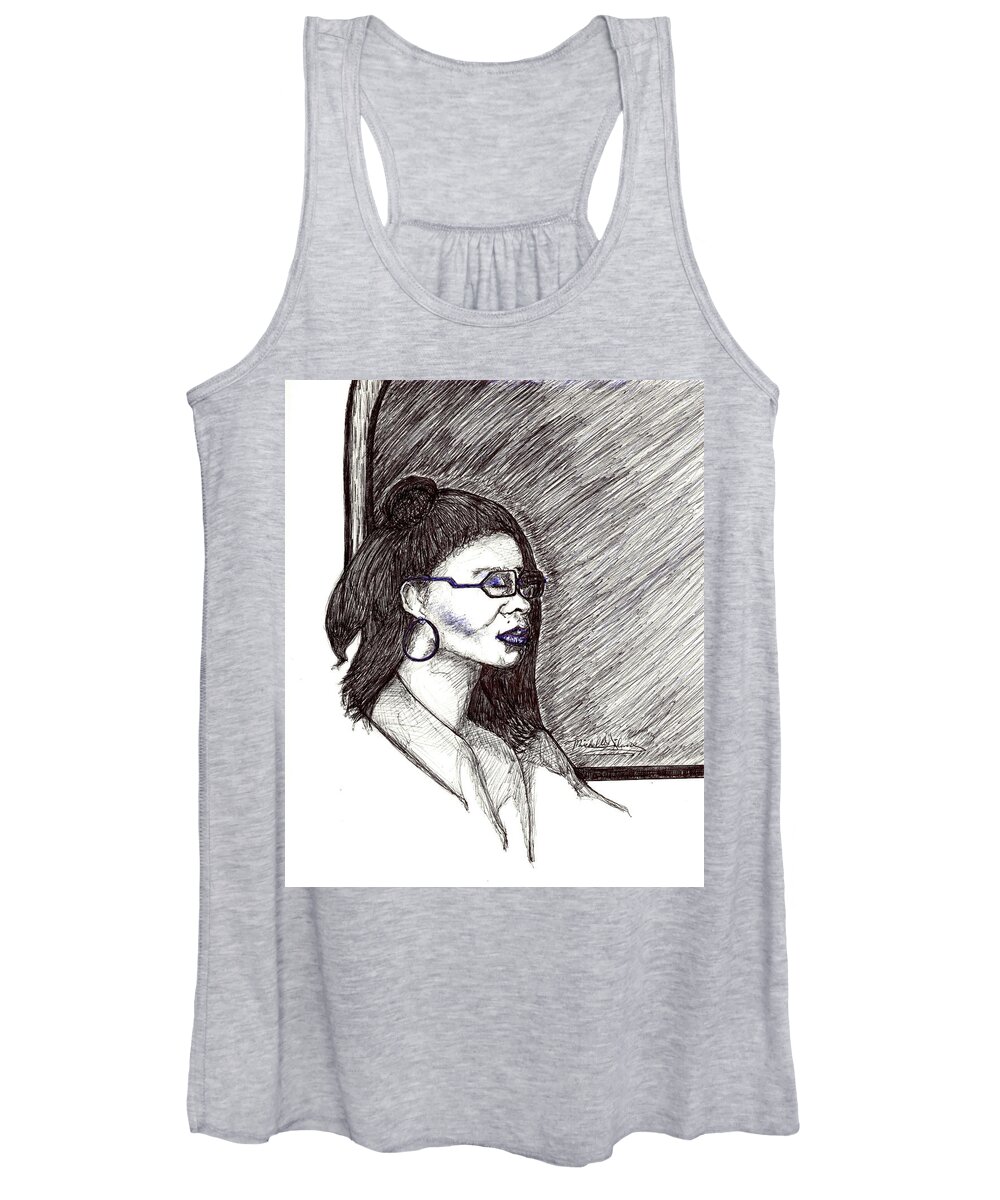Girl Women's Tank Top featuring the drawing Sleeping Beauty by Michelle Gilmore