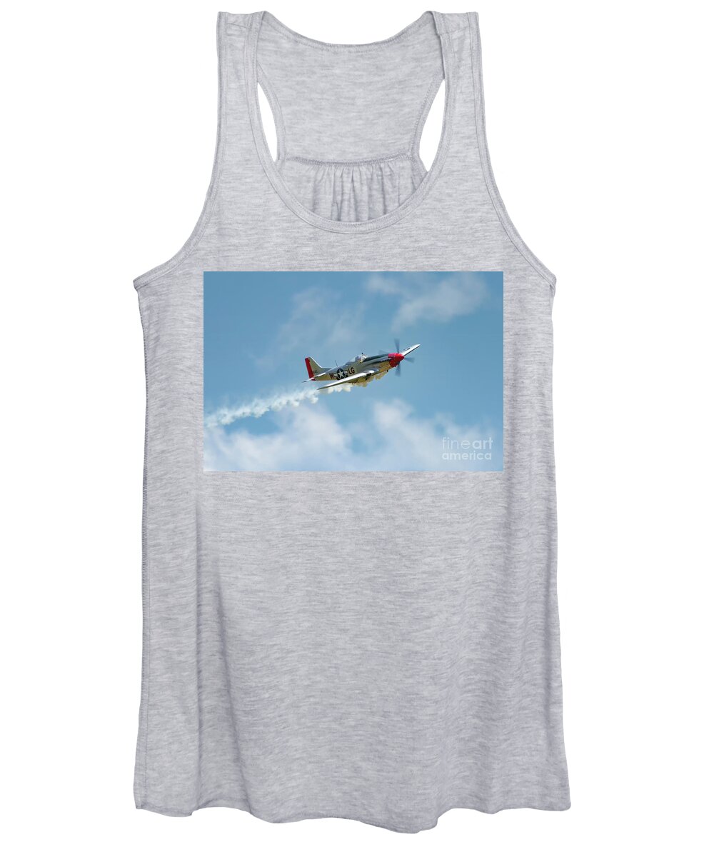 P51 Women's Tank Top featuring the photograph Smokin 51 Color by Gulf Coast Aerials -