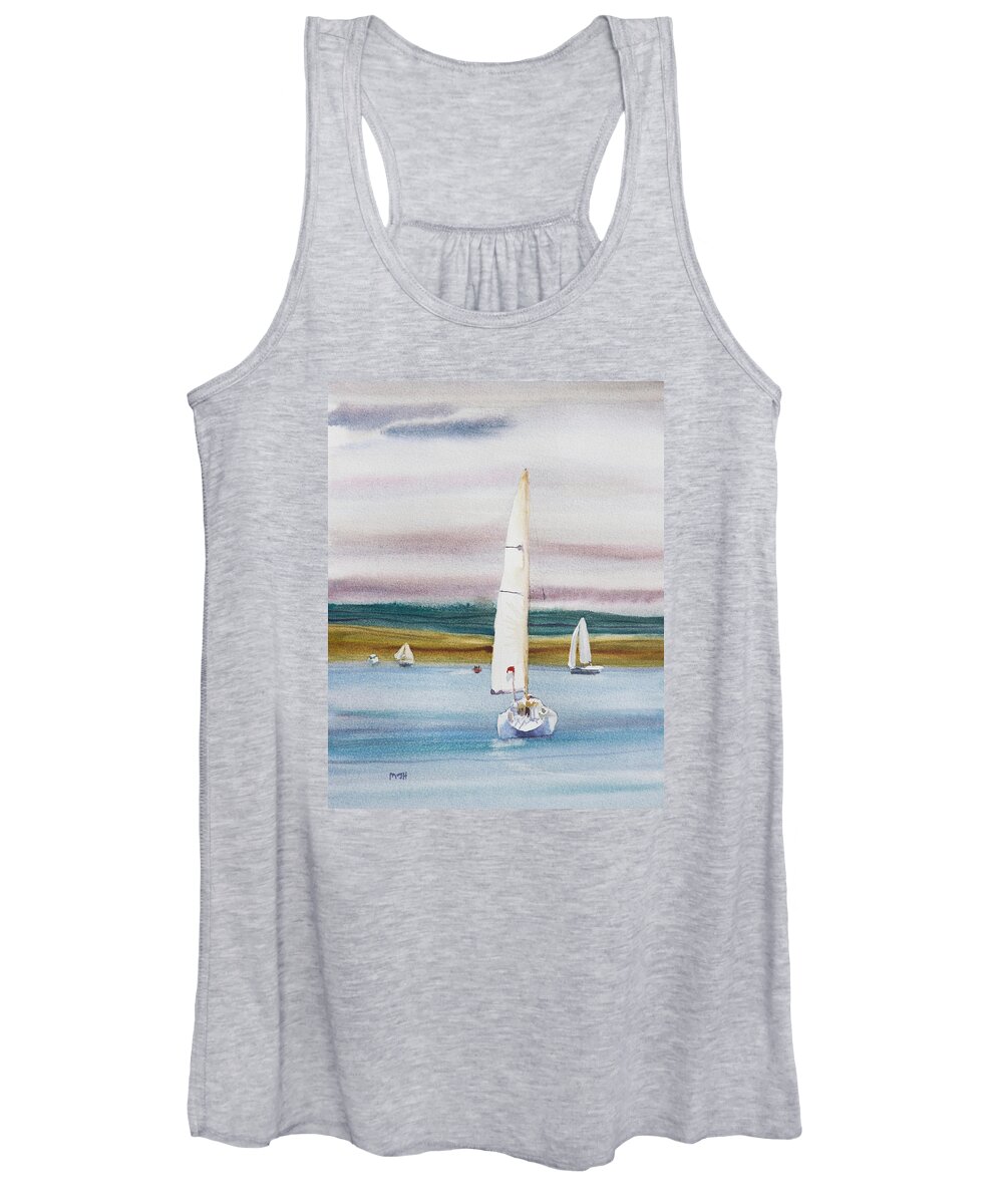 Landscape Women's Tank Top featuring the painting Smooth Sailing by Melanie Harman
