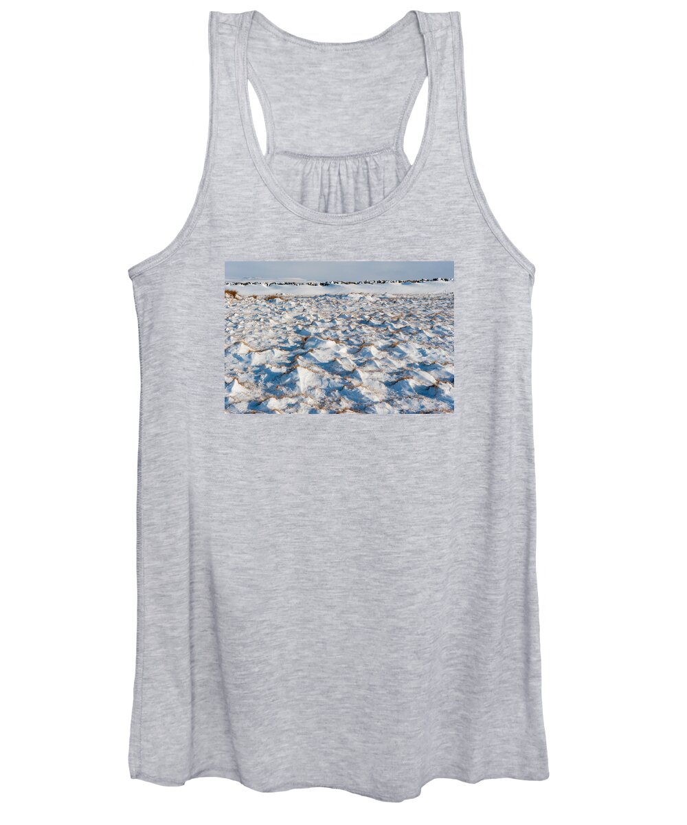 Winter Women's Tank Top featuring the photograph Snow Covered Grass by Helen Jackson