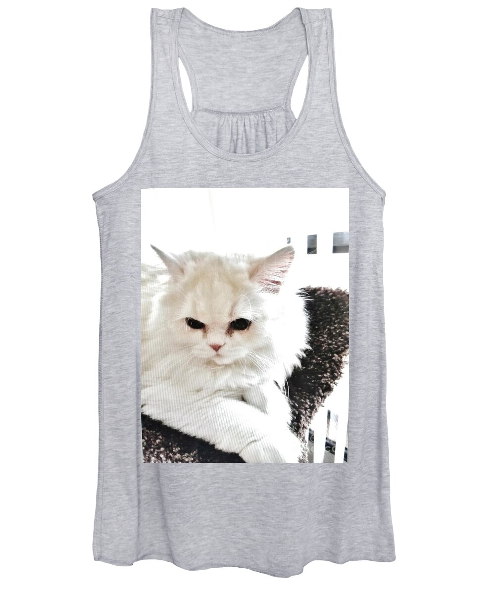 Photograph Women's Tank Top featuring the photograph Snowball is 92 Year Old Widows Cat by Marsha Heiken