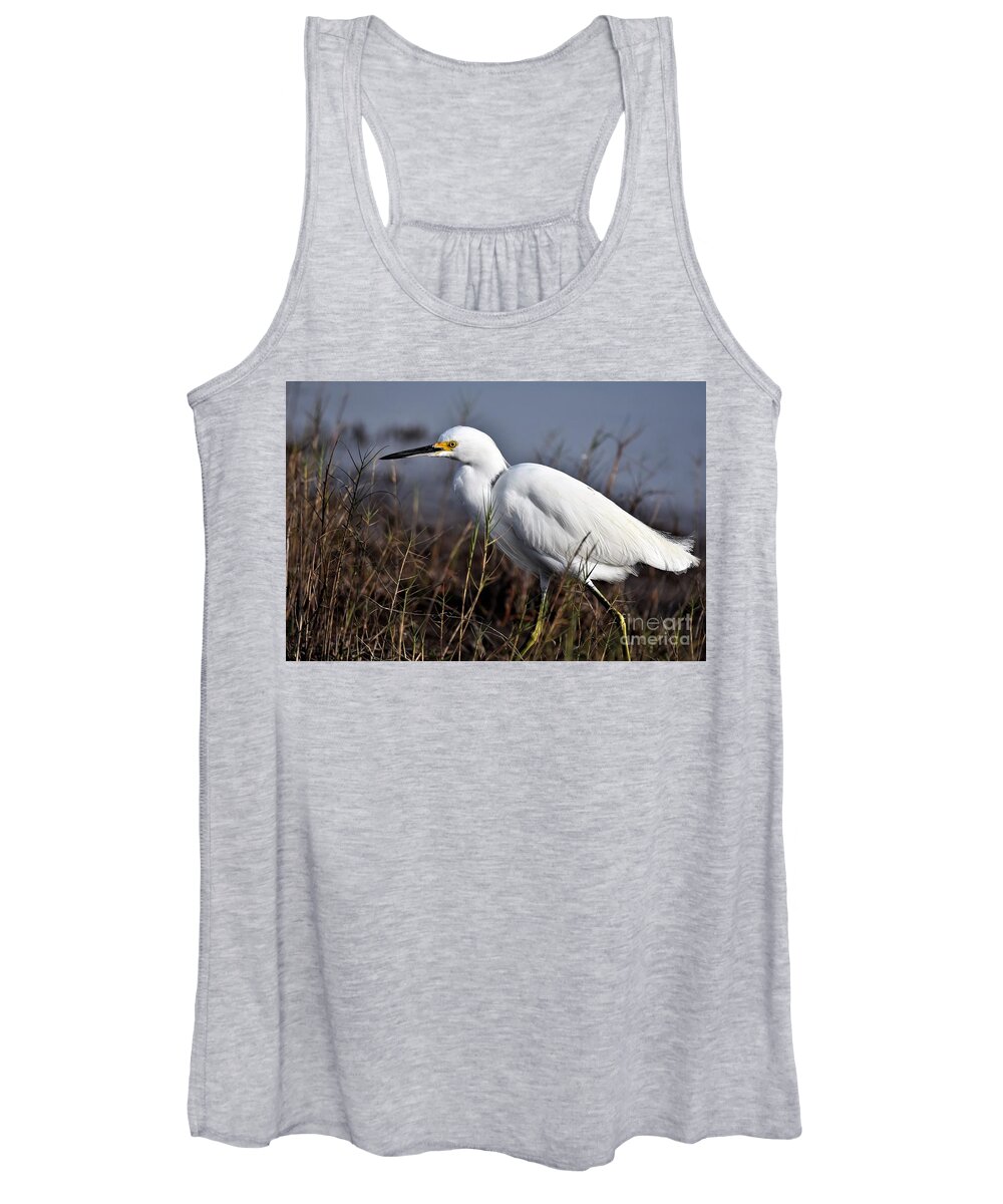 Egretta Thula Women's Tank Top featuring the photograph Snowy Egret On The Hunt by Julie Adair