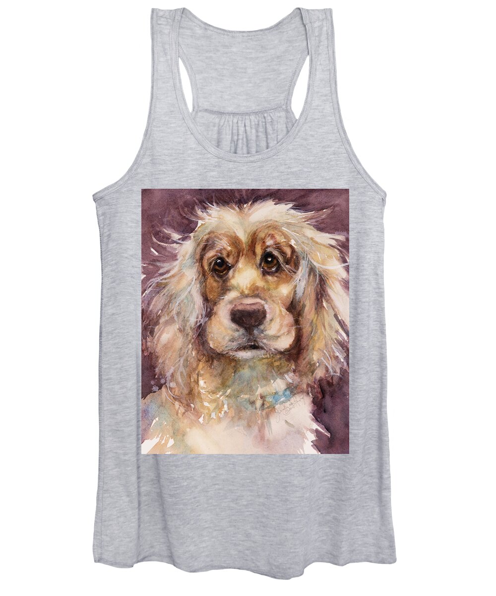 Dog Women's Tank Top featuring the painting Soft Eyes by Judith Levins