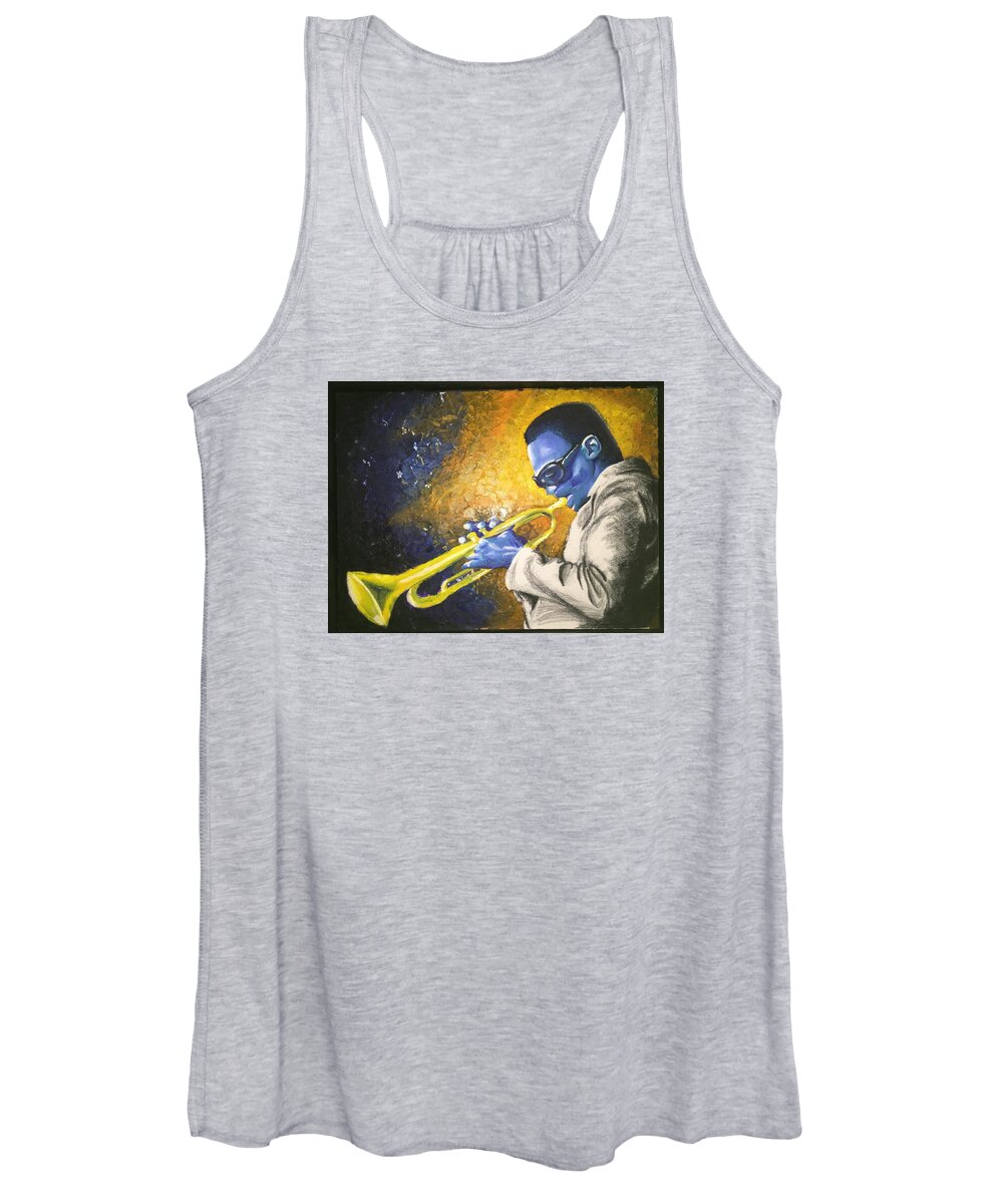 Miles Davis Women's Tank Top featuring the painting Somethin' Blue by Edmund Royster