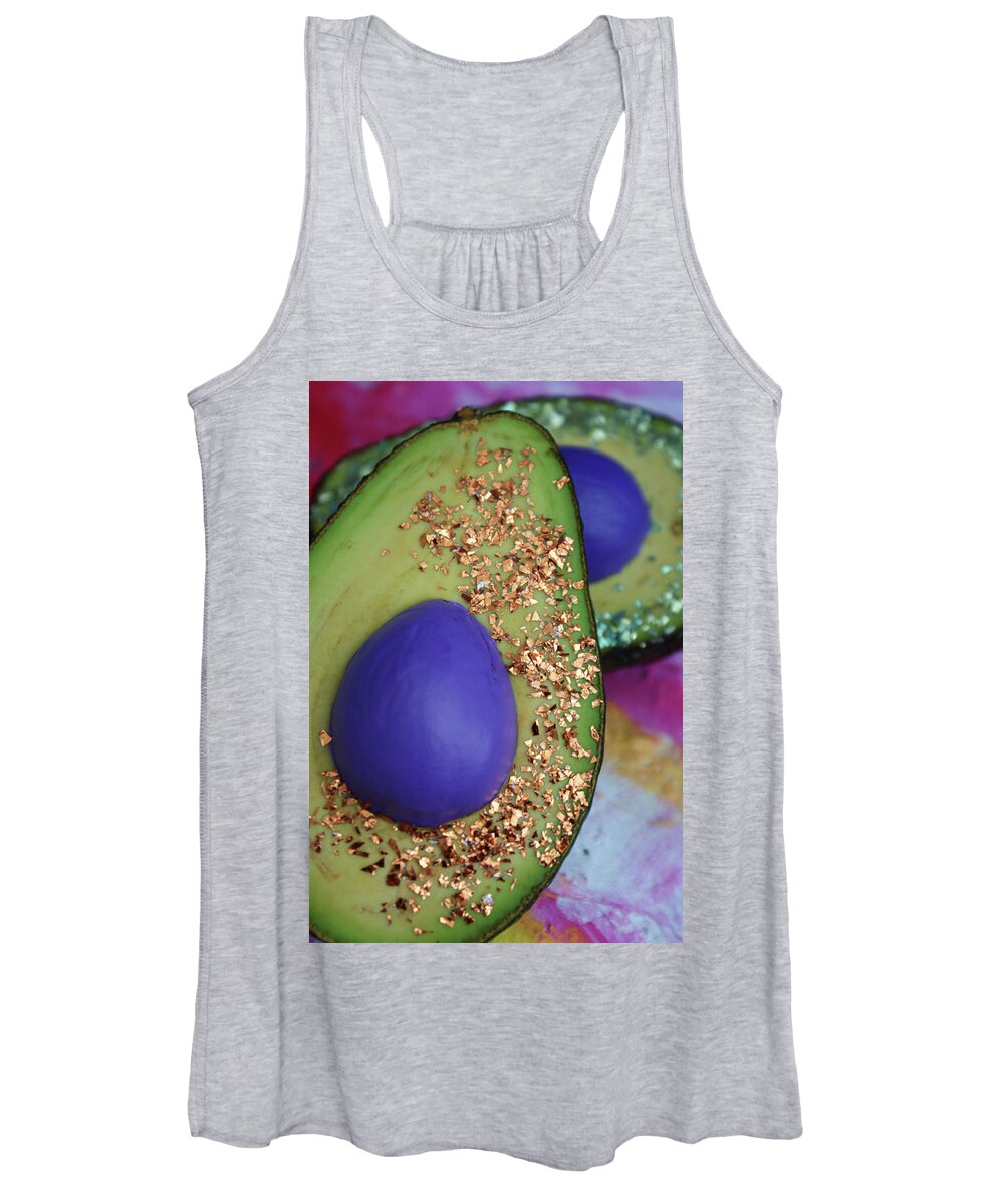 Spaceocados Space Avocado Women's Tank Top featuring the mixed media Spaceocados 2 by Judy Henninger