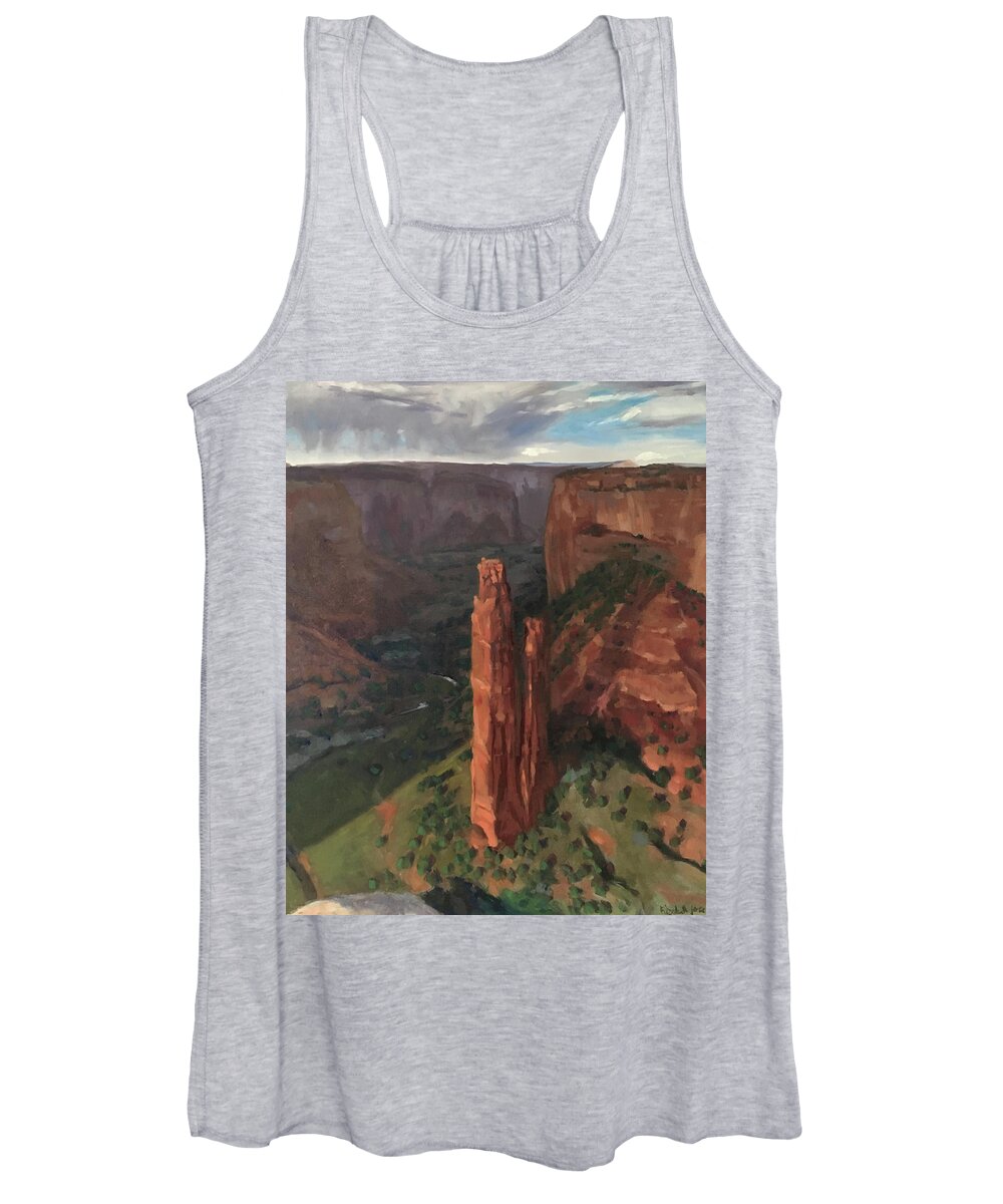Arizona Women's Tank Top featuring the painting Spider Rock, Canyon de Chelly by Elizabeth Jose