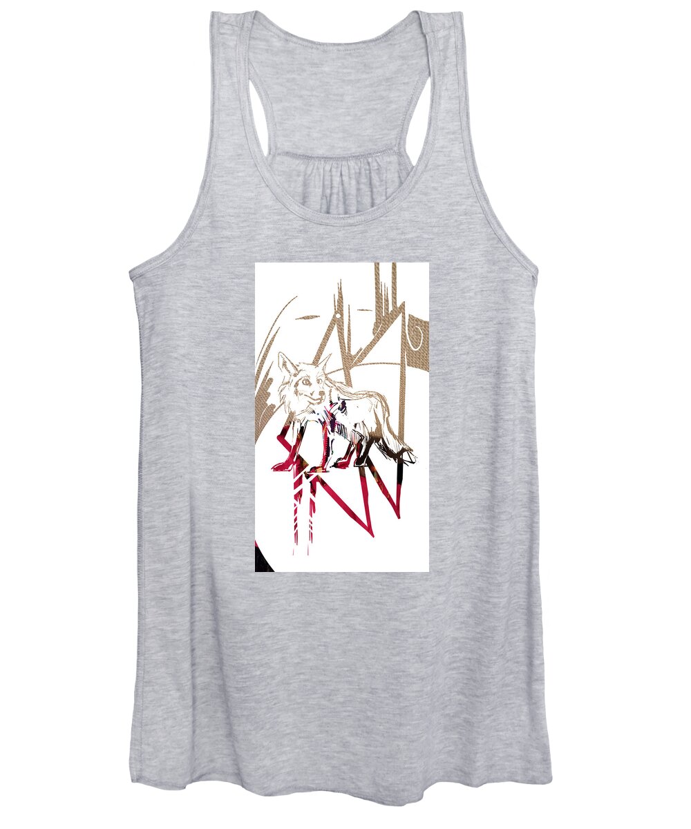  Women's Tank Top featuring the painting Spirit Animal . Fox by John Gholson
